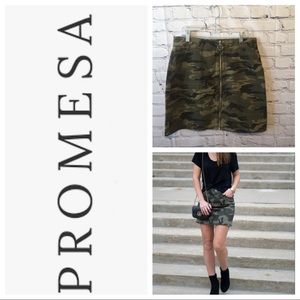 Promesa Camouflage Full Zip Denim Skirt
